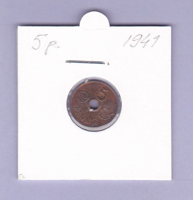 5 p v.1941 KM#64.1 (leimakiiltoa)