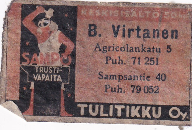Helsinki, B. Virtanen, Agricolankatu 5  ,  Sampo   3/5