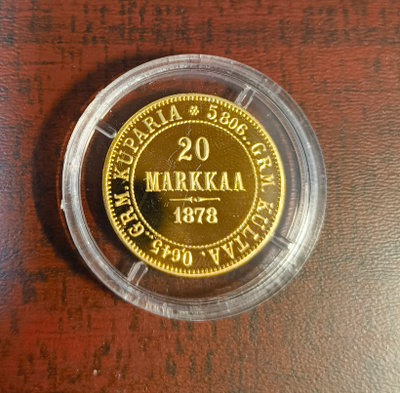20 markkaa v. 1878, 0.925 hopeaa