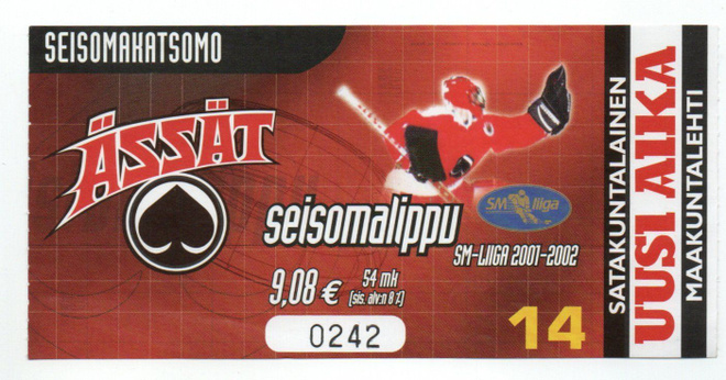 SM-LIIGA 2001-2002 ÄSSÄT Seisomalippu