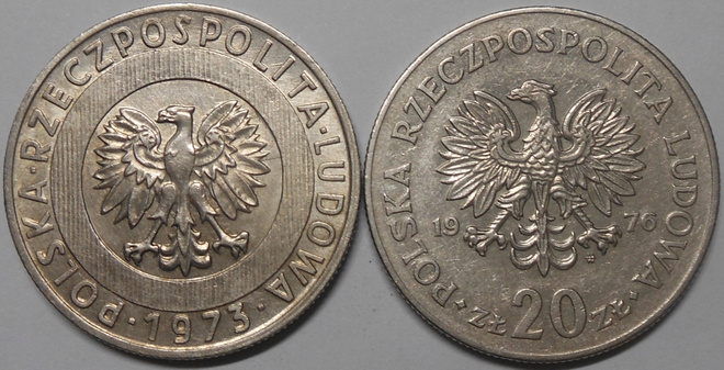 Puola. 20 zloty 1973, 1976.