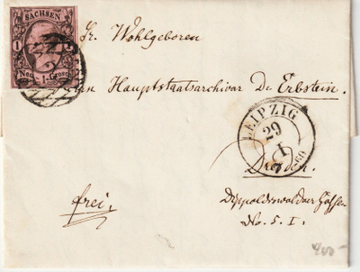 1860 SACHSEN 1Thalerin merkki upeassa kirjeessä