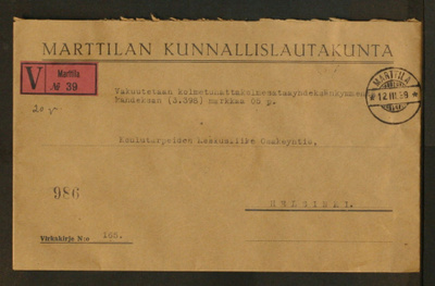 # 23067 # V-Marttila vapaakirje Helsinki