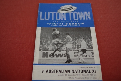 Käsiohjelma Luton - Australian maajoukkue 23.10.1970