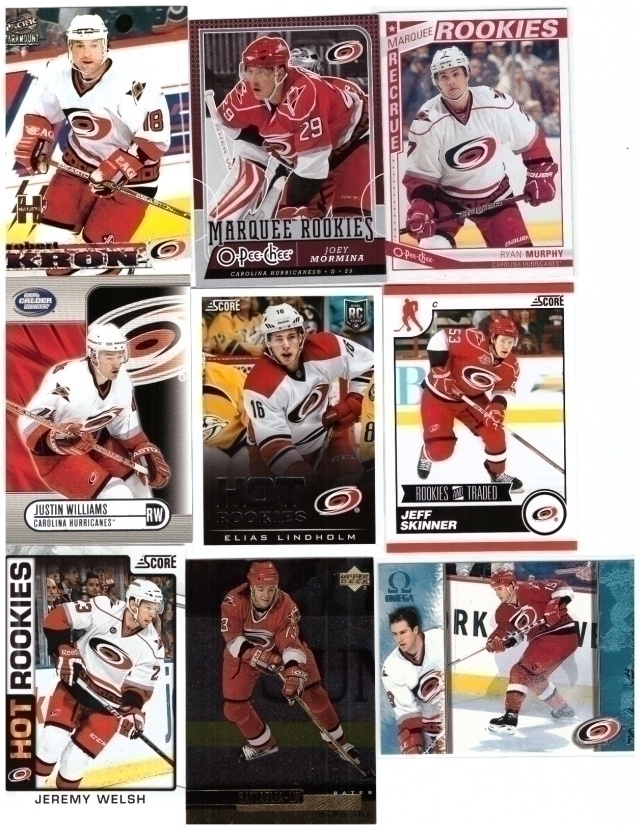 9 x CAROLINA HURRICANES Erikois/Parallel RC ym. kortteja