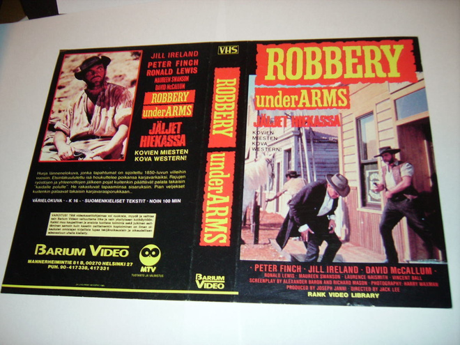 Vhs kansipaperi Fix - ROBBERY UNDER ARMS - JÄLJET HIEKASSA