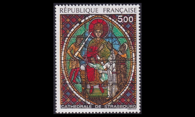 Ranska 2494 ** Strasbourgin katedraalin lasi-ikkuna (1985)