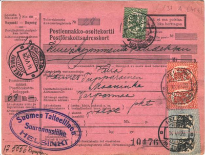 POSTIENNAKKO-OSOITEKORTTI HELSINKI-MAANINKA (137A 1MK PARI)