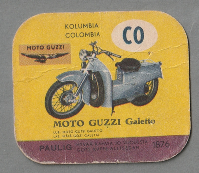 Moto Guzzi Galetto Paulig kahvilappu kahvikuva
