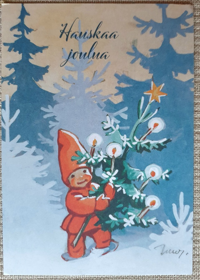 Martta Wendelin - tonttu kantaa joulukuusta