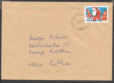 Postilähetys - Joulu 1987 (LAPE 1030) Jokioinen 16.12.1987