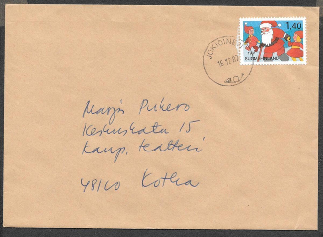 Postilähetys - Joulu 1987 (LAPE 1030) Jokioinen 16.12.1987