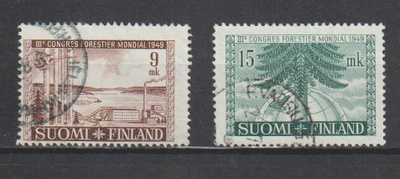 1949 III Maailman metsäkonferenssi merkit leimattuna