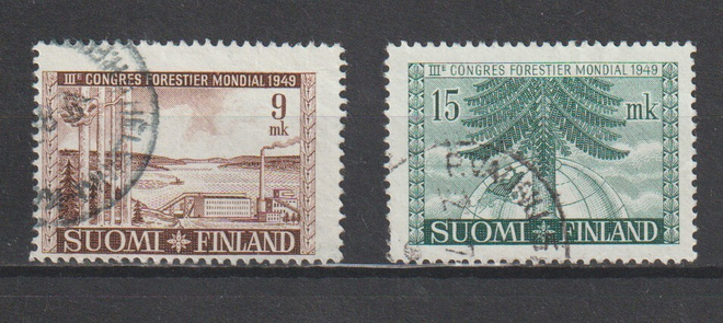 1949 III Maailman metsäkonferenssi merkit leimattuna