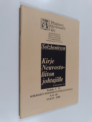 Kirjojen postimyyntiluettelo n:o 68 : syksy 2008
