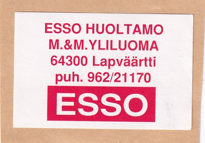 Lapväärtti , M. & M. Yliluoma, ESSO. Huoltamo       b436