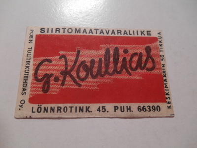 TT Etiketti G.Koullias Lönnrotink. 45