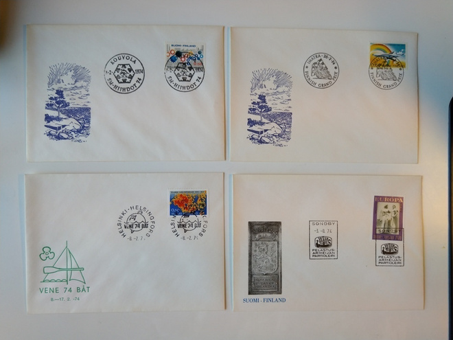 Neljä erikoisleimakuorta vuodelta 1974