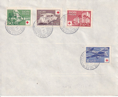 PUNAINEN RISTI 1944 SARJA FDC