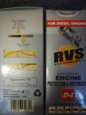 2 kpl RVS moottorikäsittelyä diesel 4 litran öljyihin.