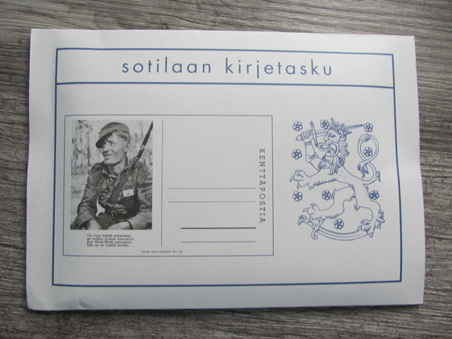 SOTILAAN KIRJETASKU.....uusiopainettu pahvitasku kortteineen