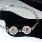 Vintage hopea punainen Koralli rannekoru 925 - pikkukuva 1