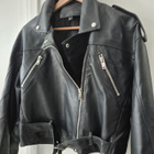 Musta Biker Keinonahkatakki / Nahkatakki keinonahkaa L - pikkukuva 5