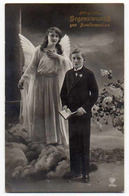KONFIRMAATIO / Ripille päässyt poika, kaunis enkeli. 1900-l.