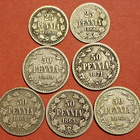 25 p 1865,1866 + 50 penniä 1864, 1865, 1868, 1869, 1871 (12) - pikkukuva 1