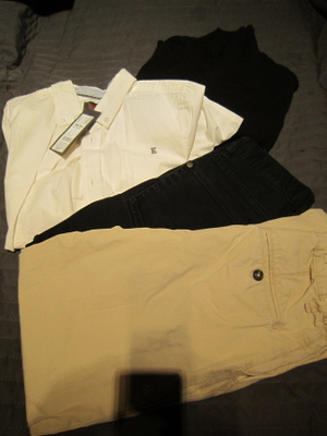 Uusi Esprit kauluspaita + housuja + neuletakki 140/146 cm