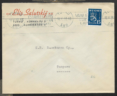 Postilähetys - Yl.m. 15mk (LAPE 352) Turku 10.5.1950