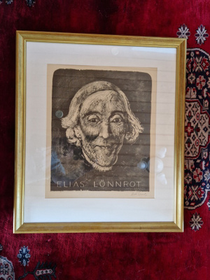 Elias Lönnrot Matti Visanti 40 x 32 cm hienot kehykset