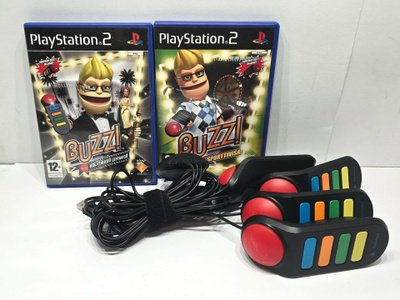 PS2 - Buzz! ohjaimet ja 2 peliä
