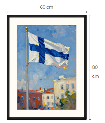 Uusi uniikki Suomen lippu art print taulu 60 cm x 80 cm