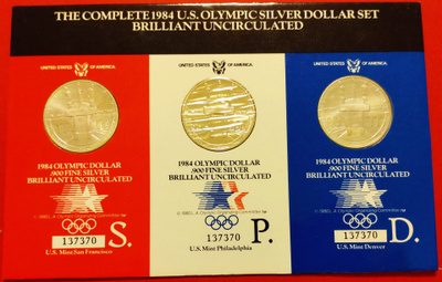 3 x 1 silver Dollar BU, Los Angeles 1984 Olympics
