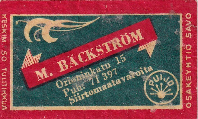 Helsinki, M. Bäckström, Orioninkatu  15  , Puijo  1/16