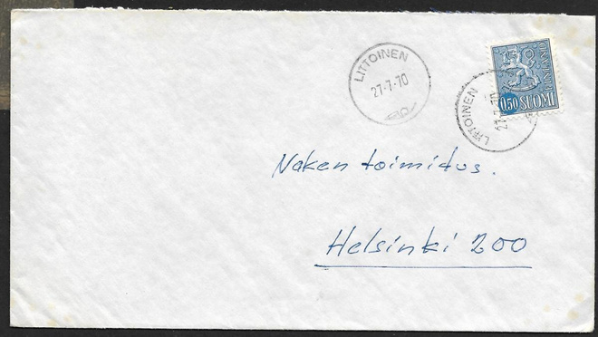 Postilähetys - Yl.m. 0,50 (LAPE 666) Littoinen 27.7.70