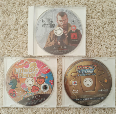 PS3 PELIT 3KPL (GTA 4, LITTLE BIG PLANET, RATCHET & CLANK)