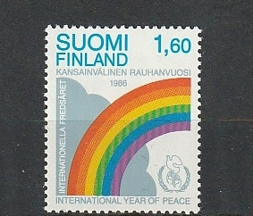 1986 KV-rauhanvuosimerkki leimaamattomana**