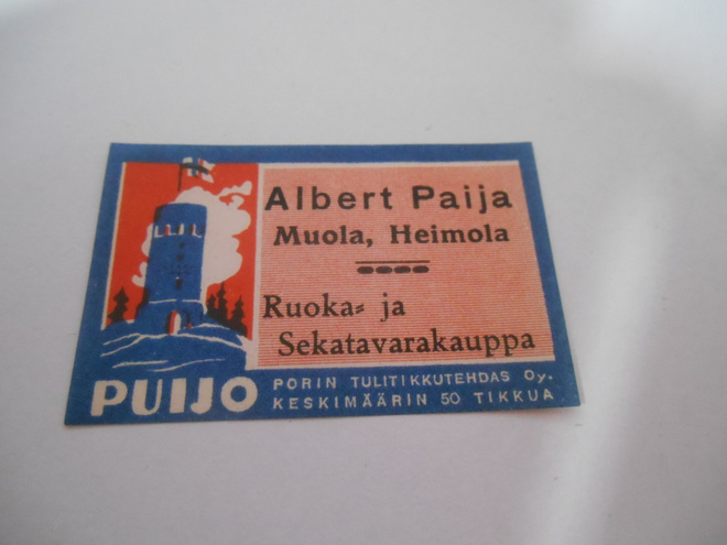 TT Etiketti Puijo Albert Paija Muola Heimola