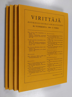 Virittäjä vuosikerta 1984 (nrot 1-4)