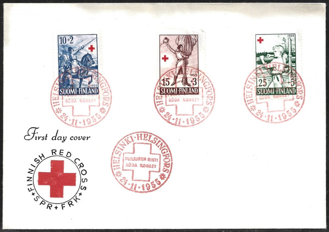 FDC 1955 Punainen Risti  LaPe 447-449  LOISTOT