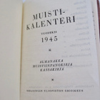 VANHA Muistikalenteri Kalenteri 1945 Käyttämätön - pikkukuva 2