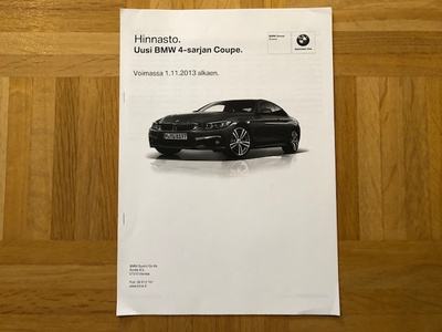 Hinnasto BMW 4-sarja Coupe F32 vuodelta 2013/2014, esite