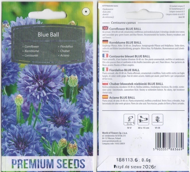 Ruiskaunokki "Blue Ball" siemenet #