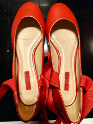 Huippukuntoiset Topshop ballerinat koko 39 punainen tekonahk