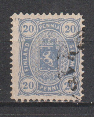 1882 Sininen 20p Vaakunamerkki leimattuna