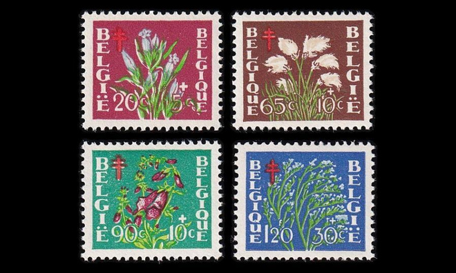 Belgia 876-9 ** Tuberkuloosi kukkia (1950)
