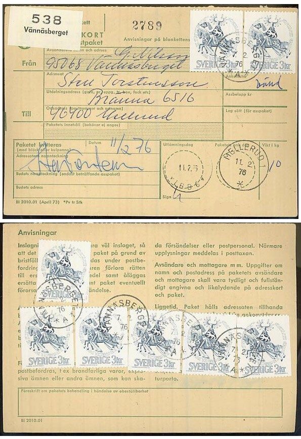 Ruotsi Mi 673 8 kpl pakettikortilla