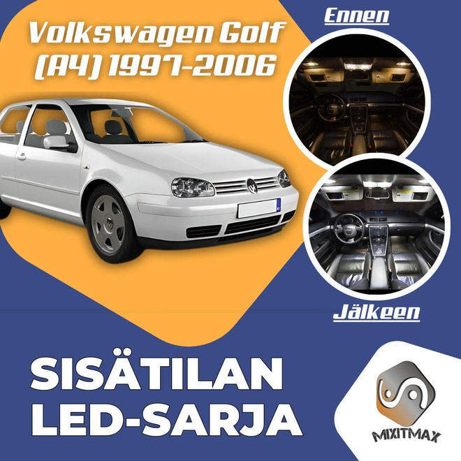 VW Golf (MK4) Sisätilan LED-sarja 15-osainen